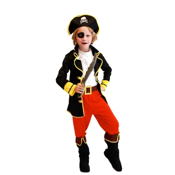 Bamblys Berniukai Halloween Carnival Šalies Piratų Kostiumų Cosplay Vaikams, Vaikų Gimtadienio Karibų jūros Piratai Juokinga Vienodas