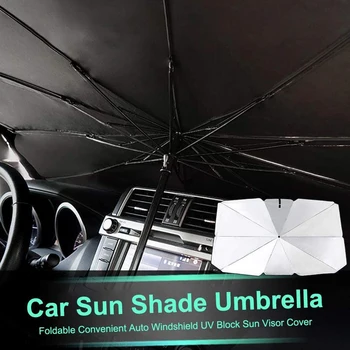 125cm 145cm, Sulankstomas Automobilio priekinį Stiklą Saulės Pavėsyje Skėtis Automobilių UV Padengti skėtį nuo saulės Šilumos Izoliacija Priekinio Lango Interjero Apsauga