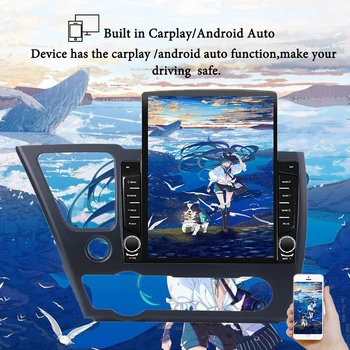 6+128G Android 10.0 Automobilio Radijo Multimedia Vaizdo Grotuvas, Navigacija, GPS, 2 din Honda CIVIC Hečbekas 2013 Casstte dvd