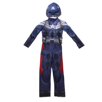 Vaiko Kapitonas Amerika Raumenų Fancy Dress Vaikas Berniukas Pilietinio Karo Supermeno Kostiumas Helovinas Fantasia Apranga