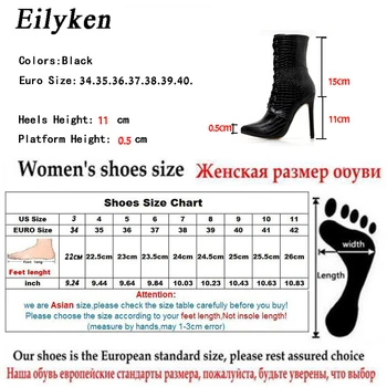 Eilyken Snakeskin grūdų Batai, Moterims aukštakulniai Mados Pažymėjo tne Ponios Sexy batai 2021 Naujas Nėriniai-Up Batai Dydis 35-42