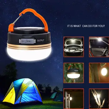 Nešiojamų LED Šviesos Kempingas Lauko Palapinė, Skėtis Naktį Lempos Itin Šviesus Įkrovimo skydelis nuo saulės Šviesos Vaikščiojimo Žibintų 3 Režimai
