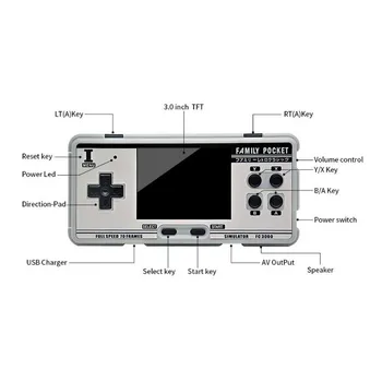 FC3000 Handheld Žaidimų Konsoles Klasikinis Rankinės Žaidimas Žaidimas Shell 