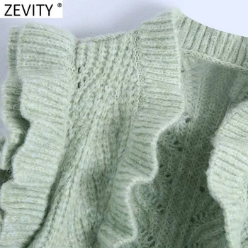 Zevity 2021 Moterų Saldus Domino Raukiniai Kietas Mezgimo Megztinis Liemenė Megztinis Moteriška Atidaryti Susiuvimo Atsitiktinis Trumpas Viršūnes S670