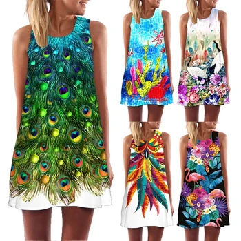Karšto Pardavimo Moterų Vasaros Suknelė 3D Spausdinimo Drugelis Rankovių Beatch Suknelė Bohemijos Atsitiktinis Suknelės vestidos de verano 2021 mujer