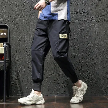 Krovinių Kelnės Vyrams Juodos Bėgiojimo Kelnės Vyrams Harajuku Hip-Hop Streetwear Jogger Sweatpant Medvilnės Kelnės Haremo Vyrų Kelnės Negabaritinius