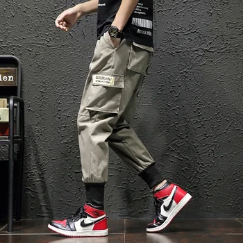 Krovinių Kelnės Vyrams Juodos Bėgiojimo Kelnės Vyrams Harajuku Hip-Hop Streetwear Jogger Sweatpant Medvilnės Kelnės Haremo Vyrų Kelnės Negabaritinius