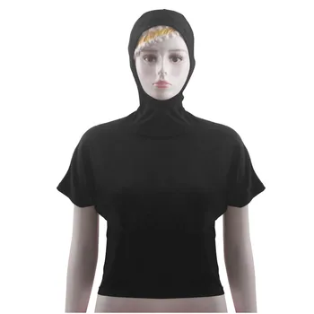 Musulmonų Gobtuvu Marškinėliai Moterims Topai Trumpas Rankovės Baisc Drabužius Turbaną Hijab Turkijos Islamo Sporto Plaukti Dėvėti Ruožas Hijabs Kepurės Viršūnės