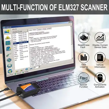 ELM327-V1.5 PIC18F25K80 HS MS GALI ELM 327 USB OBD2 Jungiklis Skaitytuvas Ford Forscan ELMconfig Automobilį Auto Diagnostikos skaitytuvo