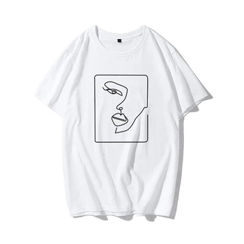 Veido abstrakčiai paprasta Moteris viršūnes Prarasti plius dydis Atsitiktinis moterų mados tees Meno atsitiktinis Derliaus Ulzzang ins Harajuku T-shirt