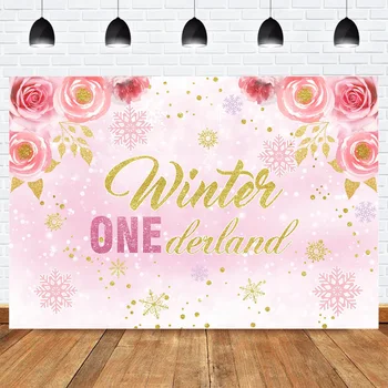 Žiemos Onederland Fotografijos Backdrops Viena Gimtadienio Reklama Fone Prekių Rekvizitai Pink Rose Tematikos Snaigės Photocall