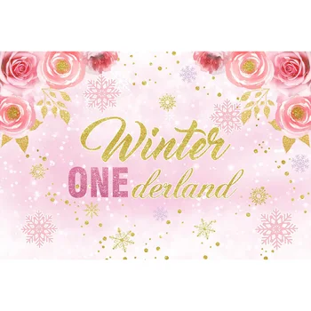 Žiemos Onederland Fotografijos Backdrops Viena Gimtadienio Reklama Fone Prekių Rekvizitai Pink Rose Tematikos Snaigės Photocall
