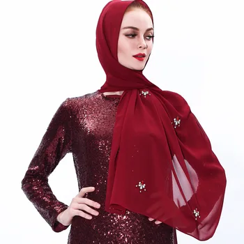 2020 Prabanga Moterims, Rankų Darbo Kristalas Paprastas Burbulas Šifono Skara Momentinių Hijab Musulmonų Islamo Foulard Skaros Ir Apsiaustas Galvos Skara