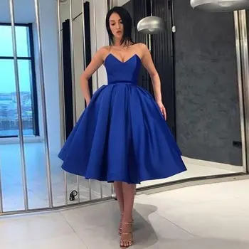 Prom šalies vakarinės suknelės vestido de noiva sereia trumpas V-kaklo, chalatas de soiree vestido novia playa oficialų mėlyna Rudenį 2020 m.
