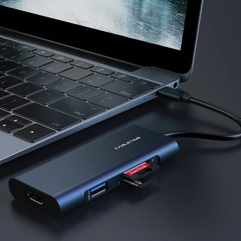 CABLETIME USB C HUB USB 3.0 HDMI SD/TF Kortelių Skaitytuvas PD Adapteris, Tamsiai mėlynos, Huawei Matebook X 13 C Tipo Baterija N301