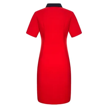6XL Moteris Marškinėliai Polo Suknelė, Negabaritinių trumpomis Rankovėmis Mygtuką Priekyje Vasaros Kratinys Laisvalaikio Polo marškinėlius Vestidos Raudona Didelis Dydis 2020 m.
