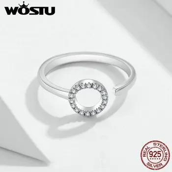 WOSTU Meilės, Vestuvių Žiedai 925 Sterlingas Sidabro Reguliuojamas Cirkonis Mados Žiedas Moterų Dalyvavimą Prabangių Papuošalų FIR545