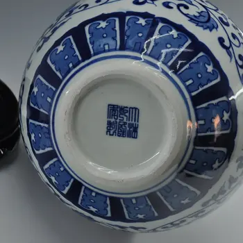 NEMOKAMAS PRISTATYMAS Kinijos Antikvariniai Čing Qianlong Ženklas Mėlynos Ir Baltos Keramikos, Porceliano Vaza Imbieras Jar