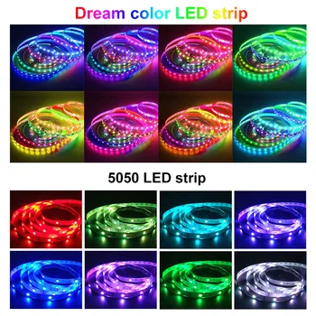 LED Juostelės Žibintai, WS2811 Svajonių spalva SMD LED RGB Šviesos Individualiai Naudojamos Pažangios Lanksčios Juostelės RGB Diodų Juosta DC 12V