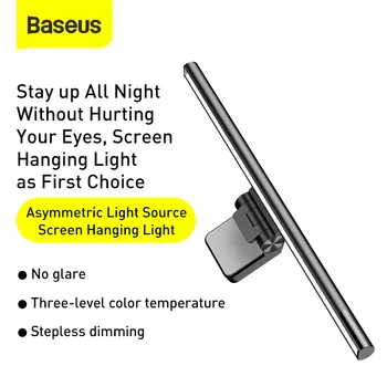 Baseus Ekrano Šviesos diodų (LED Stalo Lempa PC Kompiuteris, Nešiojamas Kabinti USB Šviesos skystųjų KRISTALŲ Ekranas Stalo Lempa Tyrimą, Skaitymo Apšvietimas