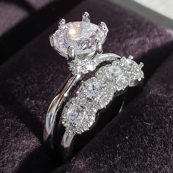 2021 naujas prabangus turas 925 sterlingas sidabro vestuvių žiedas rinkinys moterims lady jubiliejų dovana, papuošalai urmu parduoti Juodasis penktadienis R5139b