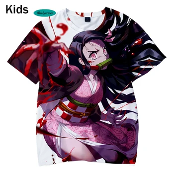 Vasaros 3D T-Shirt Naujas Prined Komiksų Demon Slayer Vaikų marškinėliai Mada Vaikams Hip Hop Berniukų, Mergaičių 3D Kimetsu nr. Yaiba t-Shirt
