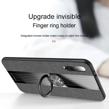 Už Xiaomi Mi A3 Atveju Audinio Tekstūra Žiedas Turėtojas Matinis Dangtelis Atsparus Smūgiams Telefoną Atveju Xiaomi Mi A3