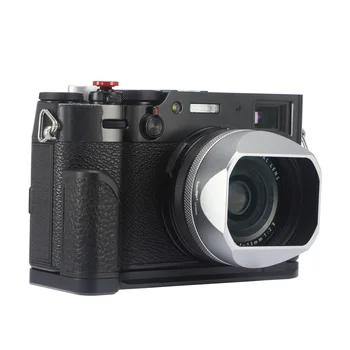 Haoge LH-X54W Aikštėje Metalo Objektyvo Gaubtas su 49mm Adapterio Žiedas, skirtas Fuji Fujifilm X100V Fotoaparatas Silver