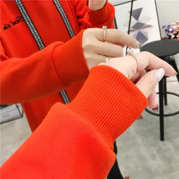 Korėjos mados moterų hoodies ilgomis rankovėmis vientisos spalvos megztinis atsitiktinis gobtuvu palaidinės moterims, tendencija streetwear viršuje mujer