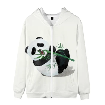 2020 Juokinga Panda 3D Užtrauktukas Hoodies Moterų/Vyrų Mados ilgomis Rankovėmis su Gobtuvu Palaidinukė Atsitiktinis Mados Stilius Streetwear Gyvūnų Drabužiai
