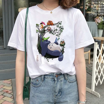 Totoro Dvasia Toli marškinėlius Studio Ghibli femme Japonų animacinių filmų Anime moterų marškinėlius (t-shirt Hayao Miyazaki drabužius cute girl marškinėliai