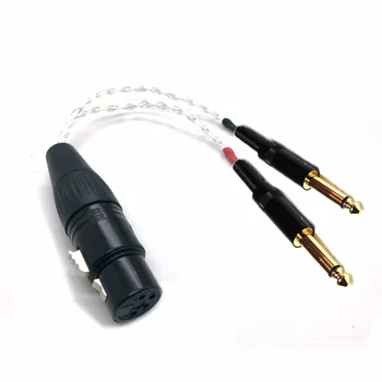 Nemokamas Pristatymas Haldane 4-pin XLR Female Subalansuotą Dual 1/4 6.35 mm Male TRS Audio 8 branduolių Sidabro Padengtą Atnaujinti Kabelis