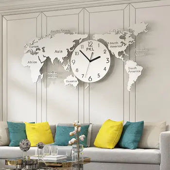 Pasaulio Žemėlapyje Modernaus Dizaino Sieninis Laikrodis Didelis, Sienos Žiūrėti Kambarį Namų Dekoro Laikrodis Sienos Miegamajame Silent Skaitmeninis Sieniniai Laikrodžiai