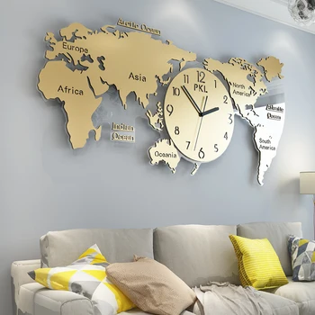 Pasaulio Žemėlapyje Modernaus Dizaino Sieninis Laikrodis Didelis, Sienos Žiūrėti Kambarį Namų Dekoro Laikrodis Sienos Miegamajame Silent Skaitmeninis Sieniniai Laikrodžiai