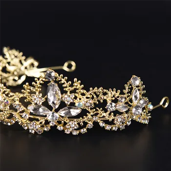 Mados Prabangių Krištolo Bridal Crown Rožančiai Sidabro Aukso Cirkonio Rožančiai Moterų Nuotaka Lankelis Vestuvių Plaukų Aksesuarai