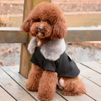 Šiltas Šunų Drabužius šunelis Vilnoniai Paltai mielas šuo kailio striukė šuo rudens žiemos striukė 2color S M L XL Augintinio Kailis Už Šuniuką