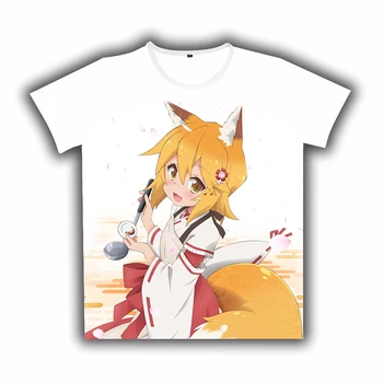 Anime T-shirt Sewayaki Kitsune nr. Senko-san Naudinga Fox Senko-san Cosplay Balti trumpomis Rankovėmis Tee Unisex Atsitiktinis Vasaros Viršūnes