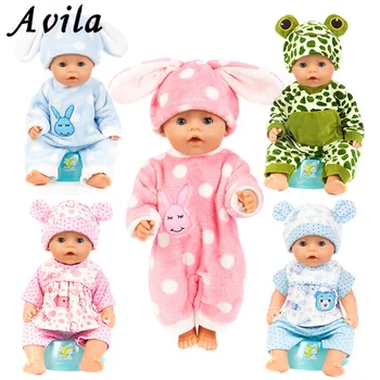 Už 43cm Baby doll kokybės kailinių gyvūnų, animacinių filmų jumpsuit skrybėlę nustatyti 18 colių mergina lėlės cute lėlės drabužiai, lėlės priedų