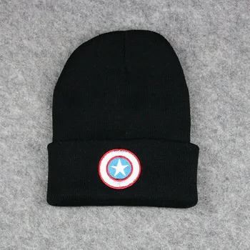Rudens/Žiemos Naujos kepurės Vaikams, Kapitonas Amerika Megztinis skrybėlę pentacle star išsiuvinėti jumper skrybėlę