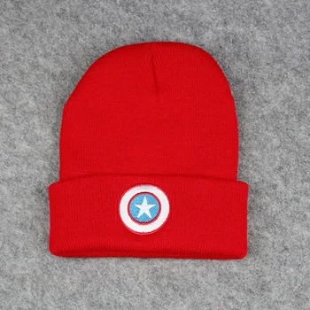 Rudens/Žiemos Naujos kepurės Vaikams, Kapitonas Amerika Megztinis skrybėlę pentacle star išsiuvinėti jumper skrybėlę