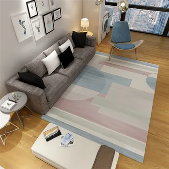 Gyvenamasis kambarys su sofa-lova, žurnalinis staliukas, kilimas miegamajame geometrinis modelis buitinių paprasta šiuolaikinės plonas kilimų Šiaurės stiliaus skalbti