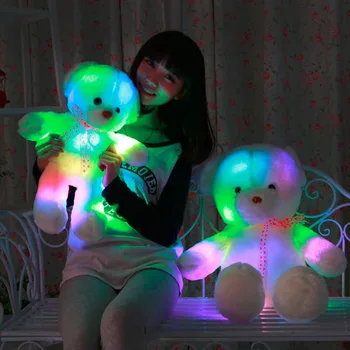 Karšta! Romantiška 50CM Spalvinga Švyti LED Šviesos Pliušiniai Žaislai Pliušinis Meškinas Lėlės Mesti Pagalvę LED Lokys Žaislas Draugams Dovanų Naujus Pardavimas