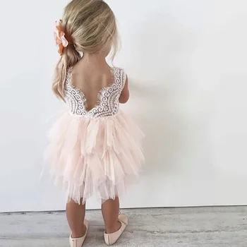 Baby Girl Dress Nėriniai Atgal Tutu Sukneles Sluoksnių suknelė mergaitėms gėlių mergaitėms vestuvių, krikštynų suknelė šalis, vestidos de meninas