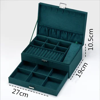 Multi-flannelette pakabukas papuošalai surinkimo dėžė su užraktu stalčių Auskarai, apyrankės karoliai dovanų dėžutė papuošalų ekranas dėžutę