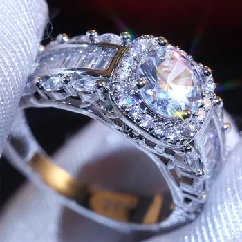 2021 naujas prabangus halo 925 sterlingas sidabro vestuvinis žiedas moterims 