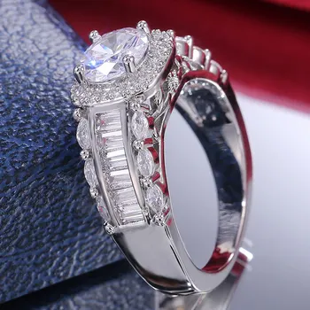 2021 naujas prabangus halo 925 sterlingas sidabro vestuvinis žiedas moterims 
