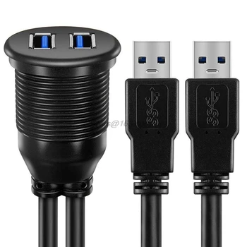 2 Prievadai Dual USB 3.0 Male į USB 3.0 Moterų AUX Laidas Flush Mount Automobilių Mount ilgiklis už Automobilių, Sunkvežimių, Valčių, Motociklų 2m