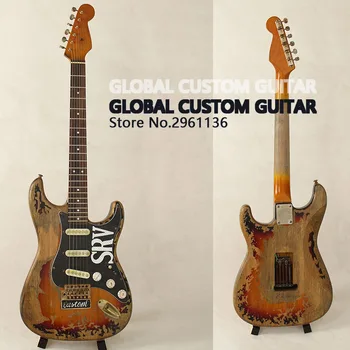 Aukštos kokybės Reliktas-elektrinė gitara, SRV stiliaus,Alksnis kūną su Klevo kaklo,Custom elektrinė gitara,nemokamas pristatymas