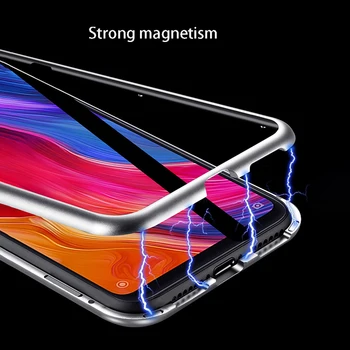 Metalo Magnetinių Adsorbcijos Stiklo Atveju Xiaomi Redmi Pastaba 8 7 6 5 Pro Magneto Dangtelis Redmi 7, 7A K20 Pro Case Cover 