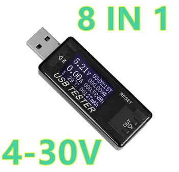 8 1 USB Įkroviklis Detektorius Įtampa Srovės talpos Baterija Testeris Mobiliojo Galia ammeter voltmeter + 2A atsparumas apkrovai 40%nuolaida